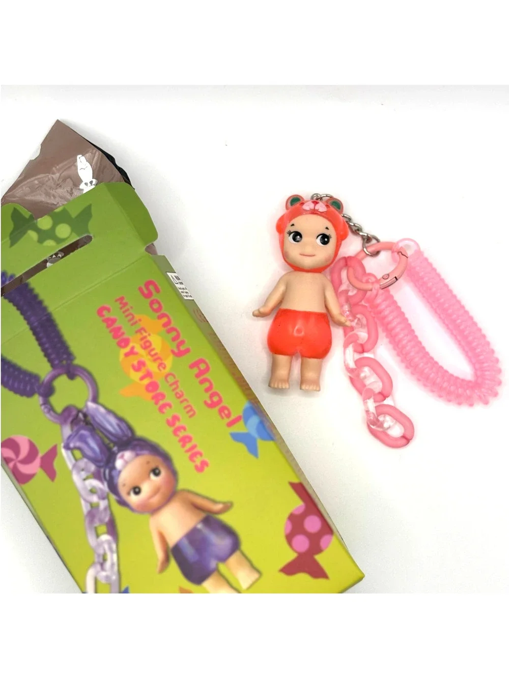 New Kawaii Cupid Angel Mini Figure Keychain in Pink Bear, Cute Toy, Gift